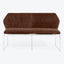 Modern-style sofa with brown upholstery and minimalist chrome frame.