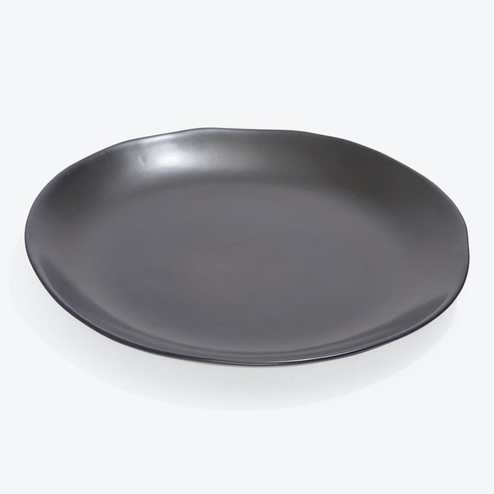 Modern, elegant dark plate with matte finish and sleek design.