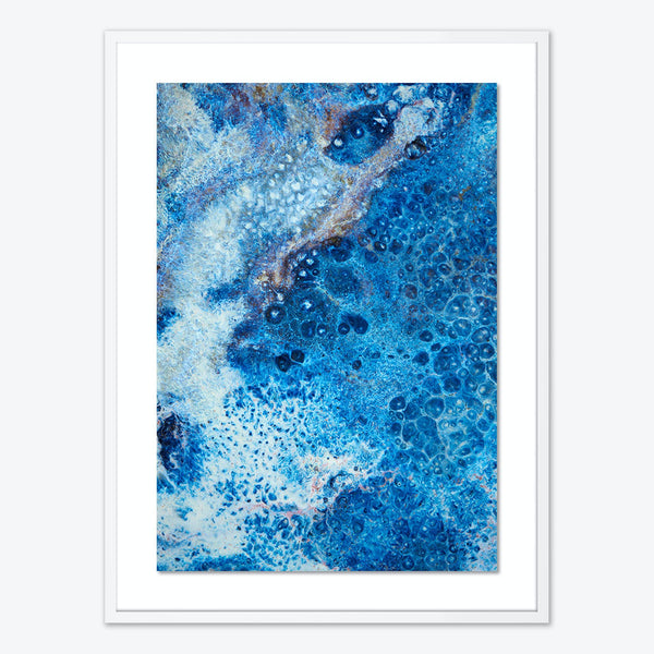 Abstract blue artwork with organic patterns and dynamic flow