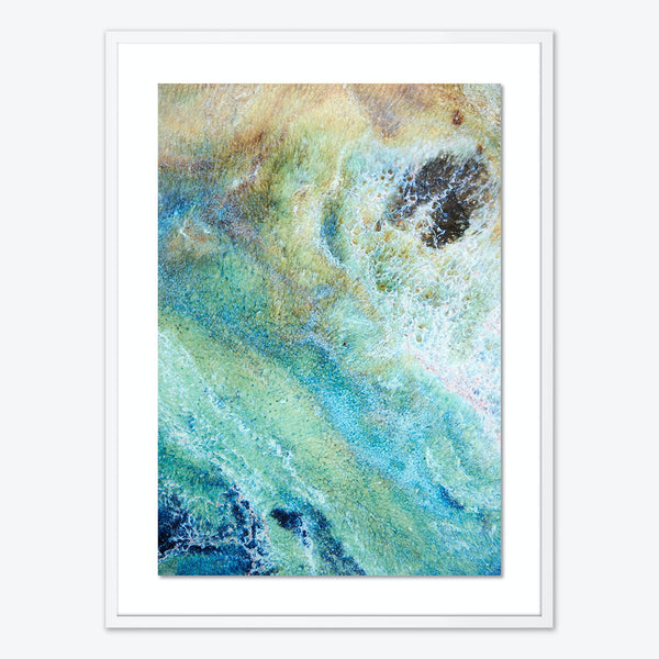 Abstract artwork showcasing vibrant colors and textured patterns in a frame