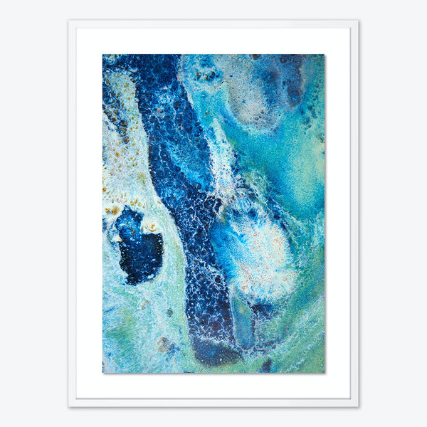 Vibrant, marbled abstract artwork framed in elegant simplicity.