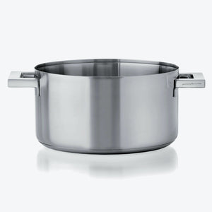 New stainless steel pot with simple design and durable handles. - hover