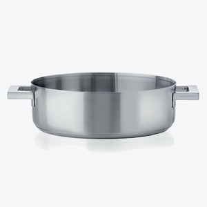 Large stainless steel sauté pan with two sturdy handles. - hover