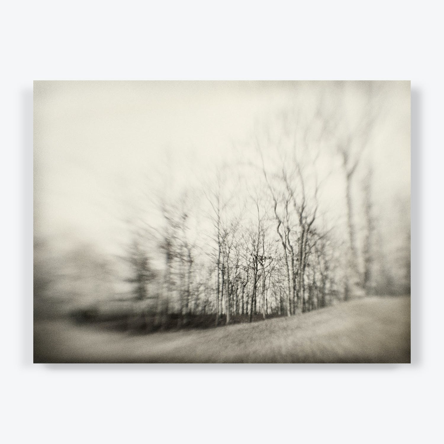 Ethereal monochromatic landscape with swirling focus depicts passing of time.