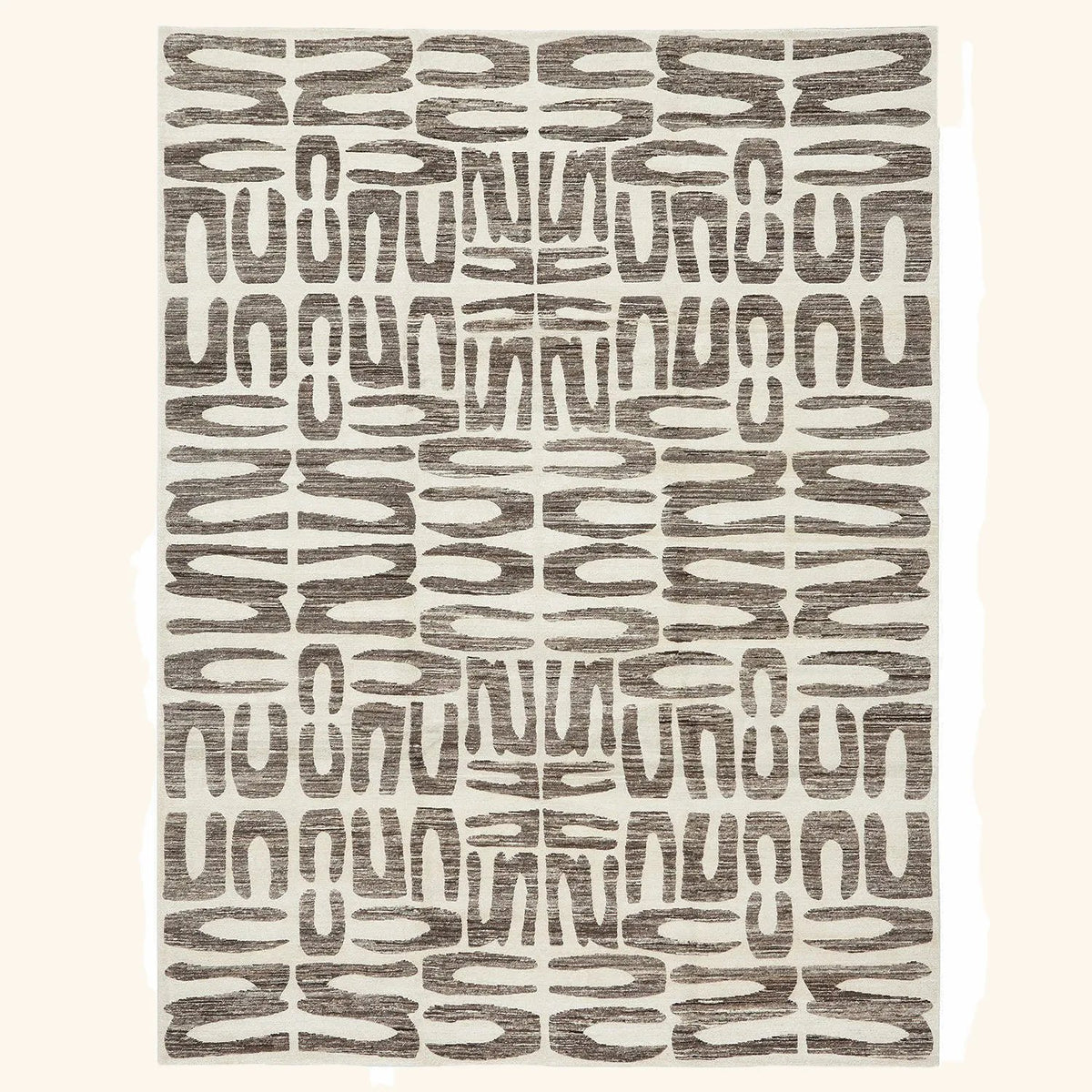 & Ivory Modern Tibetan Wool Rug 91" x 122"