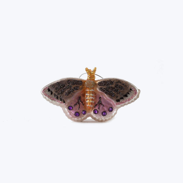 Jeweled Papillon Ornament White/Pink