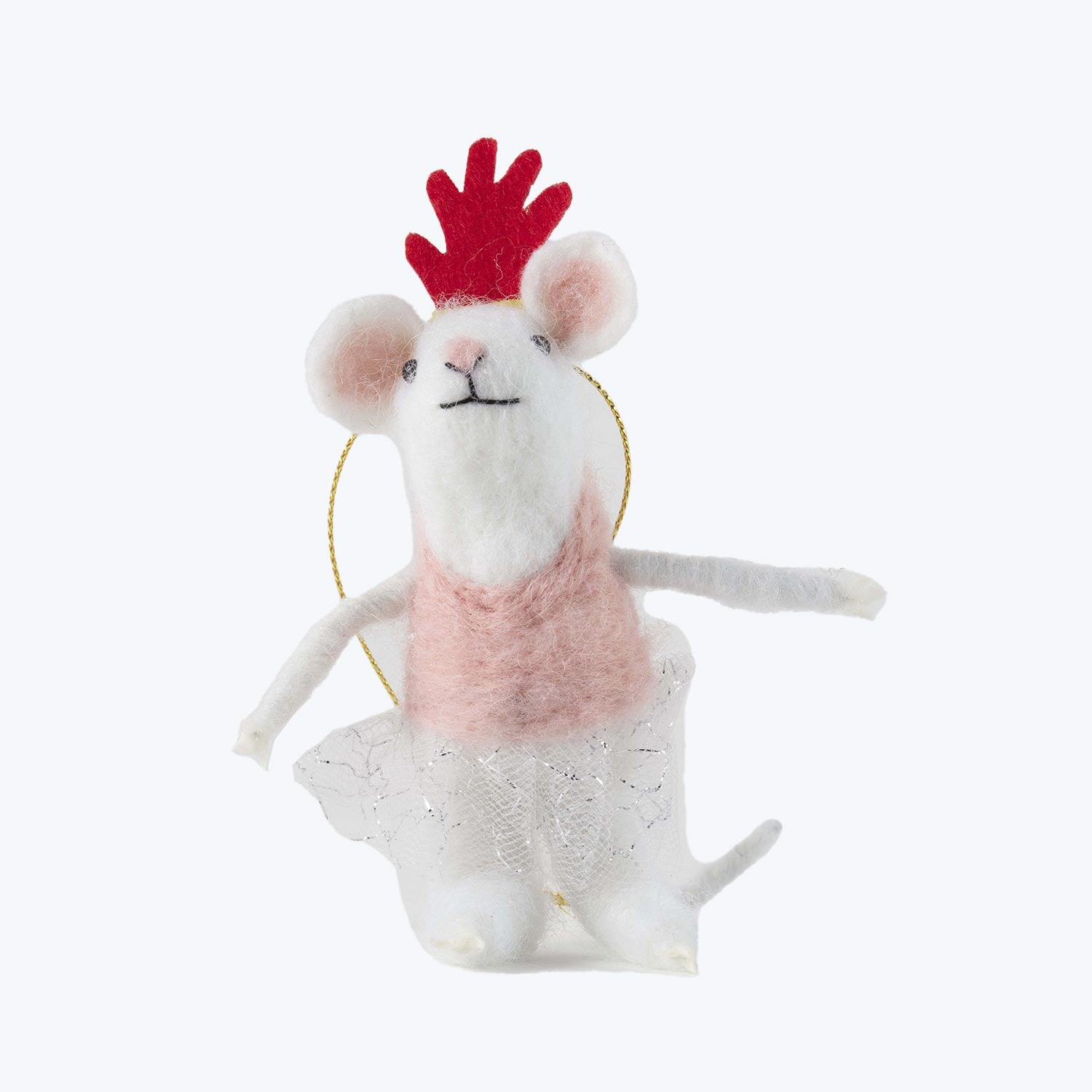 Ballerina Mouse Ornament Pink