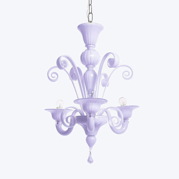 Modern 3-Light Chandelier-Milky Lilac