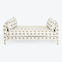 Elegant and refined daybed with geometric pattern upholstery and tufted design