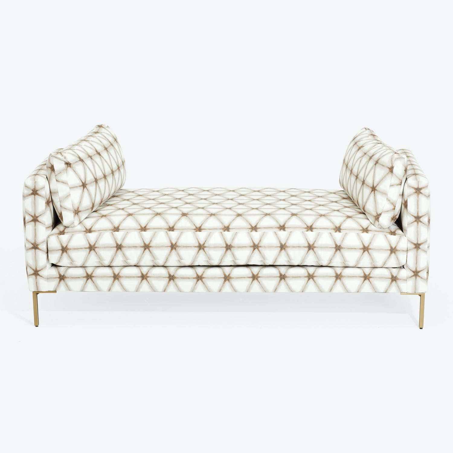 Elegant and refined daybed with geometric pattern upholstery and tufted design