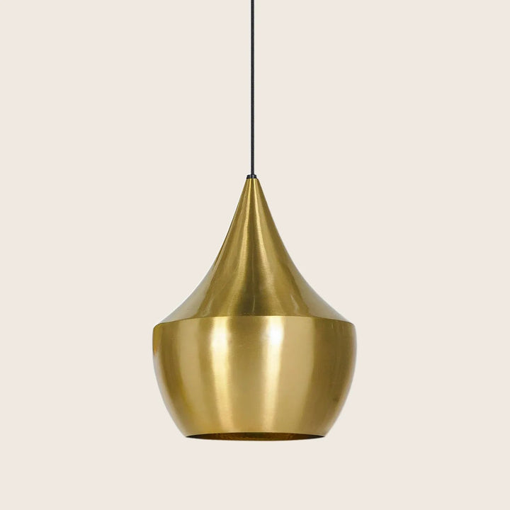 Sleek and modern pendant light with minimalist design and metallic finish.