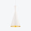 Modern pendant light with minimalist design; white color blends seamlessly.