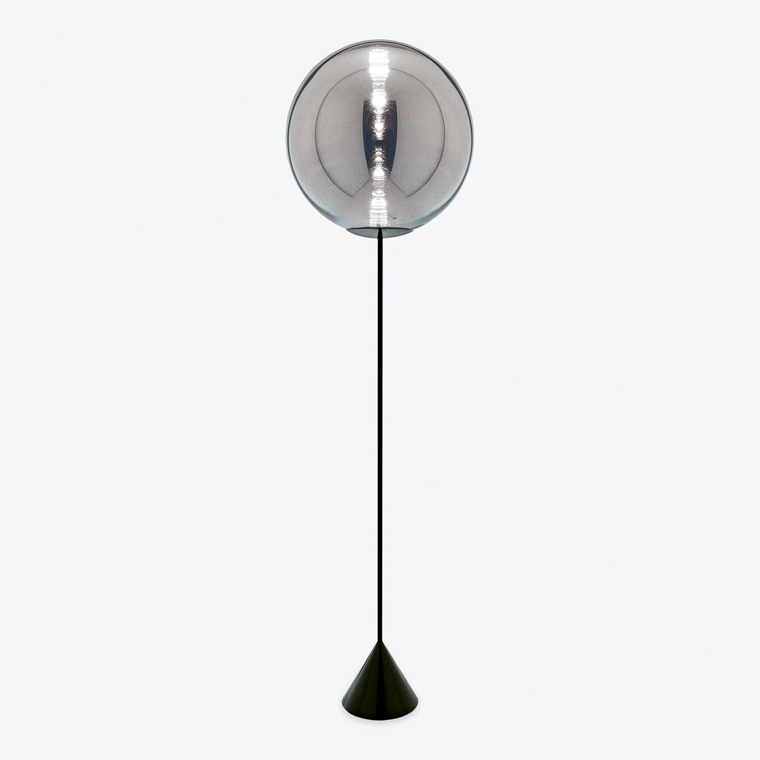 Globe Cone Floor Lamp-Chrome