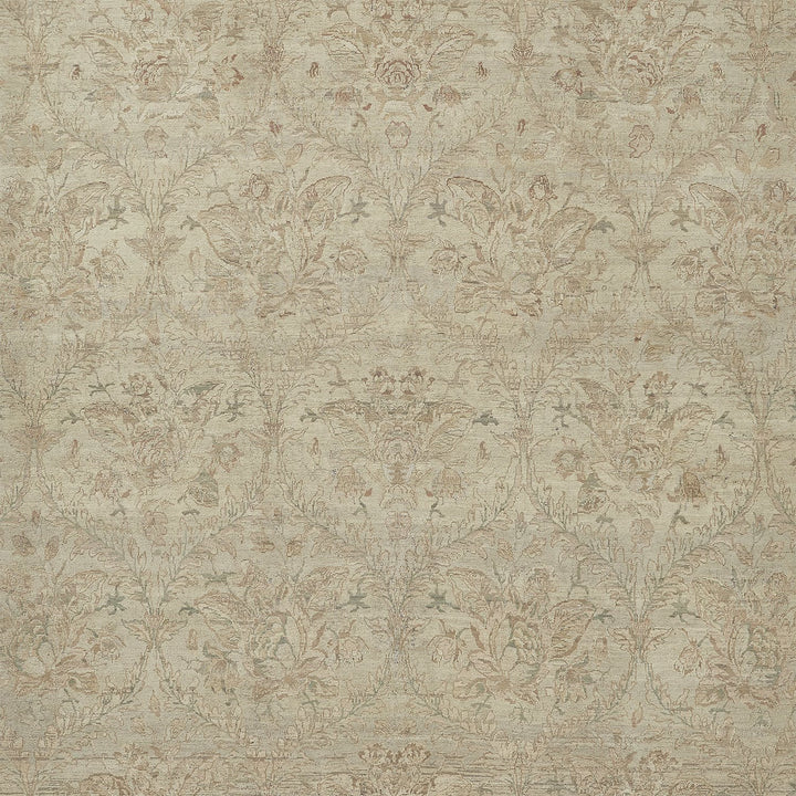 Symmetrical and intricate floral pattern on elegant antique fabric.