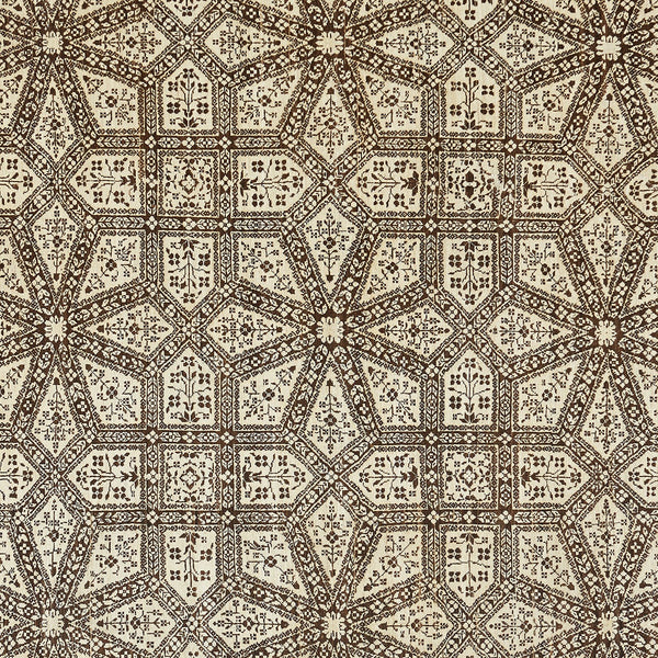 Intricate Islamic geometric pattern with floral motifs on contrasting background.