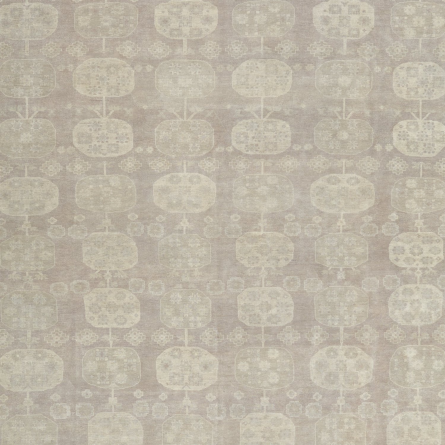 Patterned fabric with repeating circular medallions in muted vintage style.