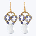 Gorgeous gold-tone dangle earrings with intricate amethyst and crystal design.