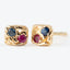 Pink & Blue Sapphire Etched Square Stud Earrings