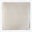 Minimalist square pillow with light neutral color and subtle piping.