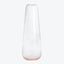 Minimalist clear glass vase with a subtle pinkish hue at base.