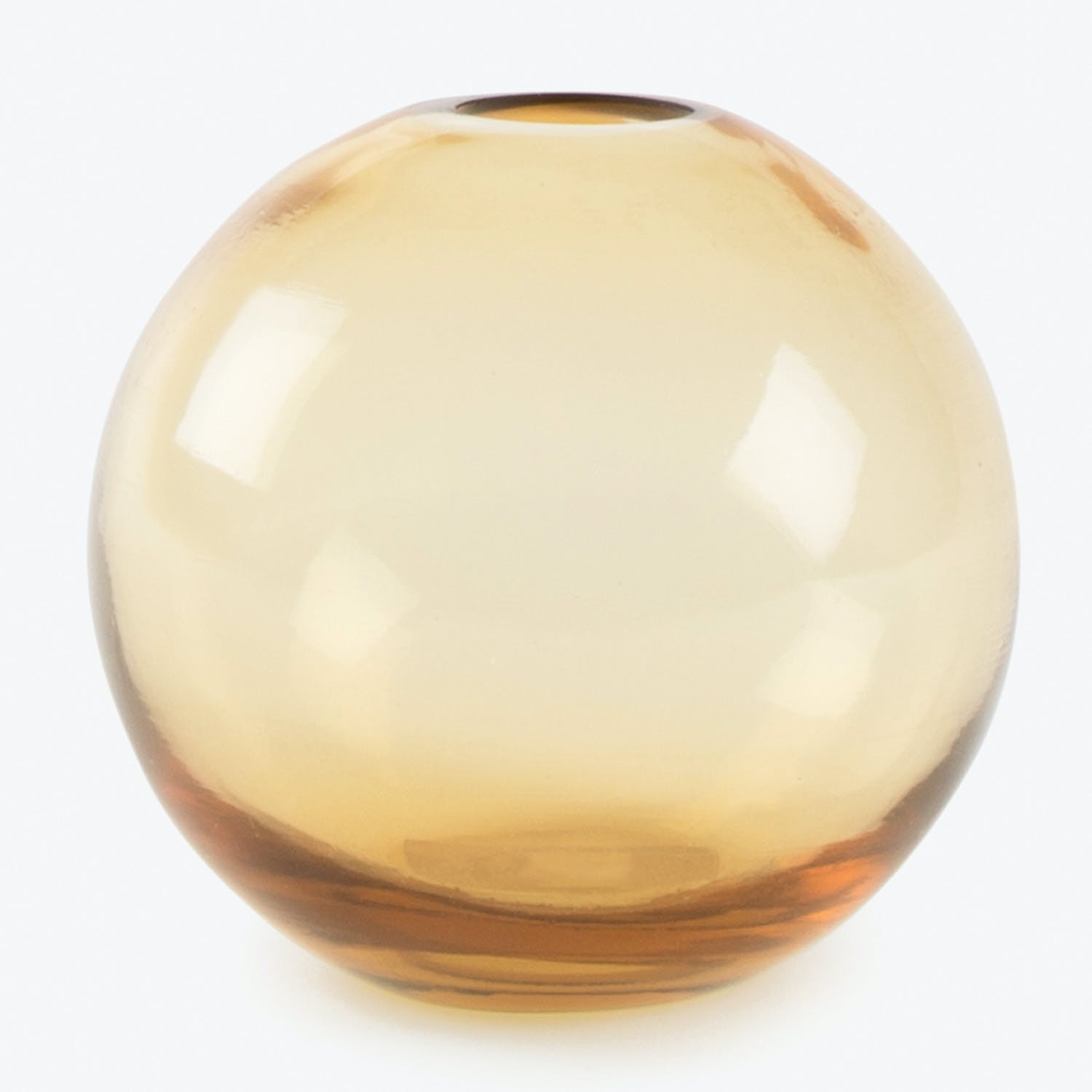 Translucent glass vase with amber tint and sleek design.