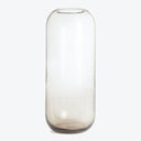 Clear glass vase with smooth surface and simple cylindrical design.