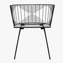 Modern black wireframe chair with striking diamond-like backrest design