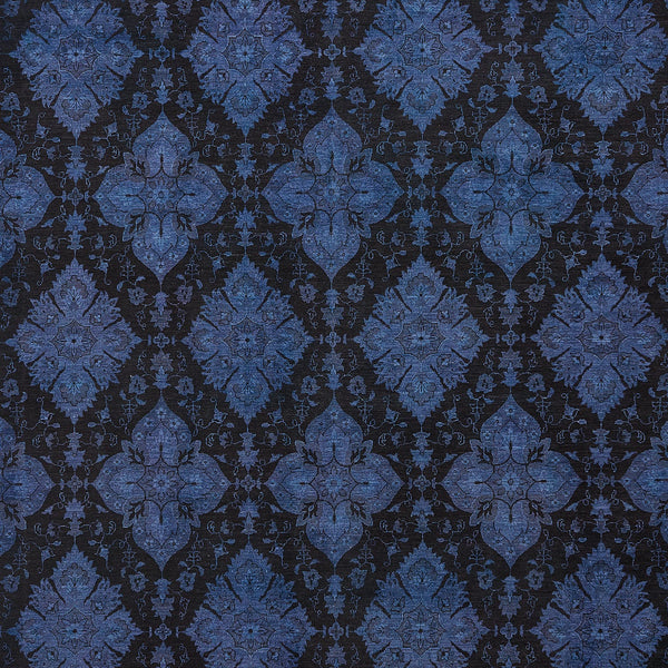Intricate diamond-shaped pattern on dark background creates elegant textile design.