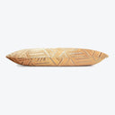 Three-dimensional oval decorative object with geometric brown and cream pattern