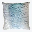 Square decorative pillow with intricate geometric pattern creates 3D illusion.