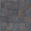 Antique-inspired woven carpet with intricate designs and faded colors.