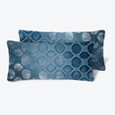 Stylish and artistic rectangular pillows with a soothing blue pattern.
