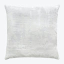 Square-shaped decorative pillow with textured surface and metallic finish.