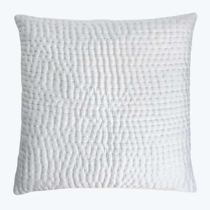 Fluffy white pillow with a quilted texture for ultimate comfort.