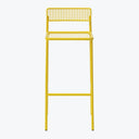 Minimalist yellow bar stool with sleek design and modern aesthetic.
