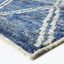 Close-up of a dynamic blue and white textured rug.