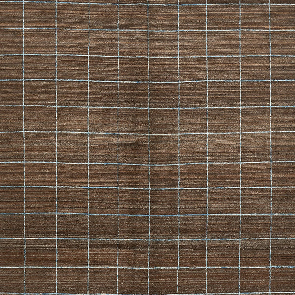 Rustic and elegant brown fabric with a classic grid pattern.