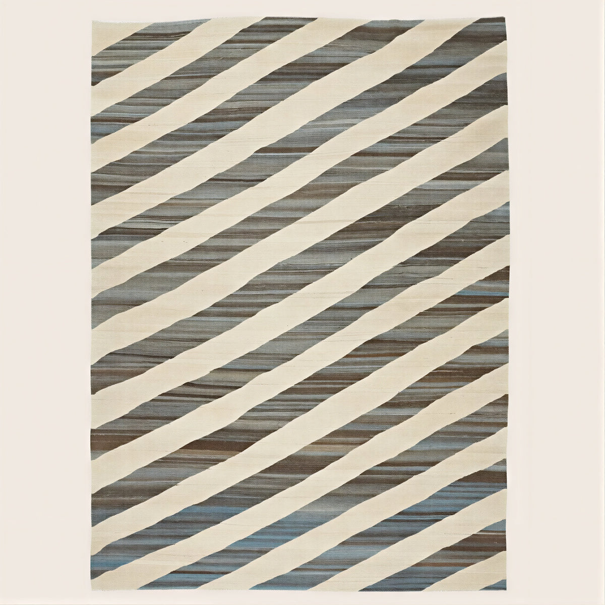 Cream & Turkish Flatweave Wool Rug 92" x 124"