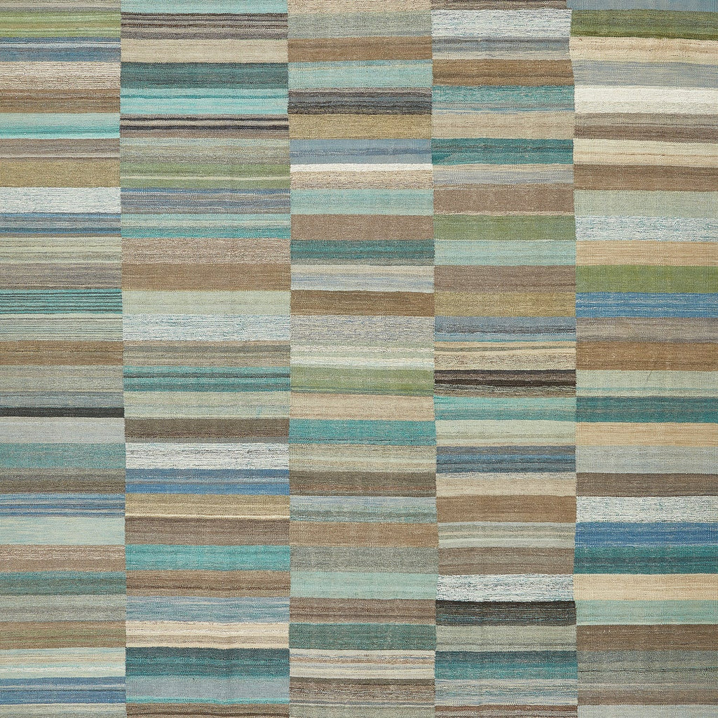 Abstract textured surface with horizontal stripes in various colors and patterns.