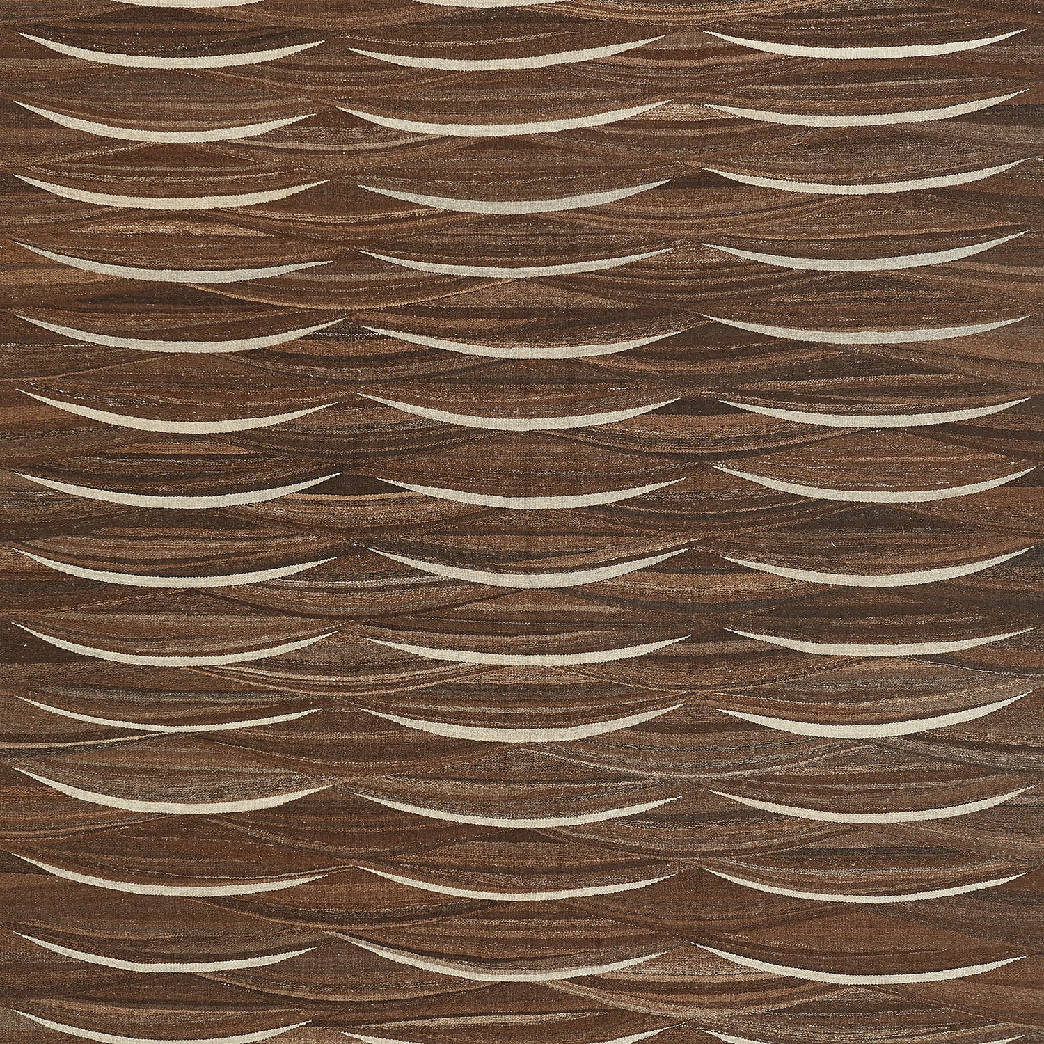Patterned wooden surface with wavy bands and crescent-shaped grooves.