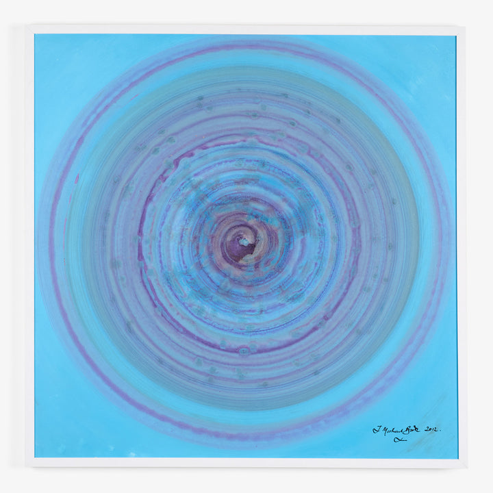 Hypnotic abstract artwork with concentric circles in blues and purples