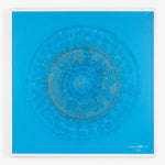 Abstract artwork dominated by shades of blue, evoking depth and tranquility.