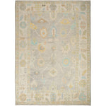 Rectangular rug with vintage-inspired pattern in various colors and motifs.