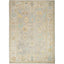 Rectangular rug with vintage-inspired pattern in various colors and motifs.