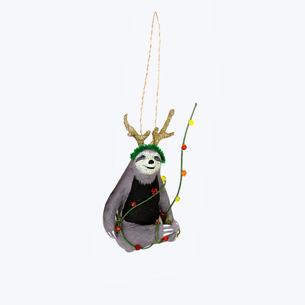 Merry Sloth Ornament Grey