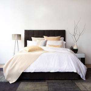 Layla Sateen Sheets, White-Fitted Sheet-Queen - hover