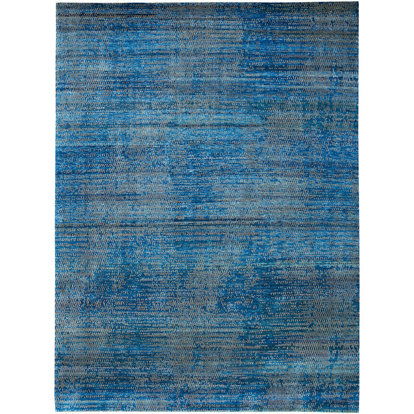 Rich blue textured rug resembling a body of water or stone.