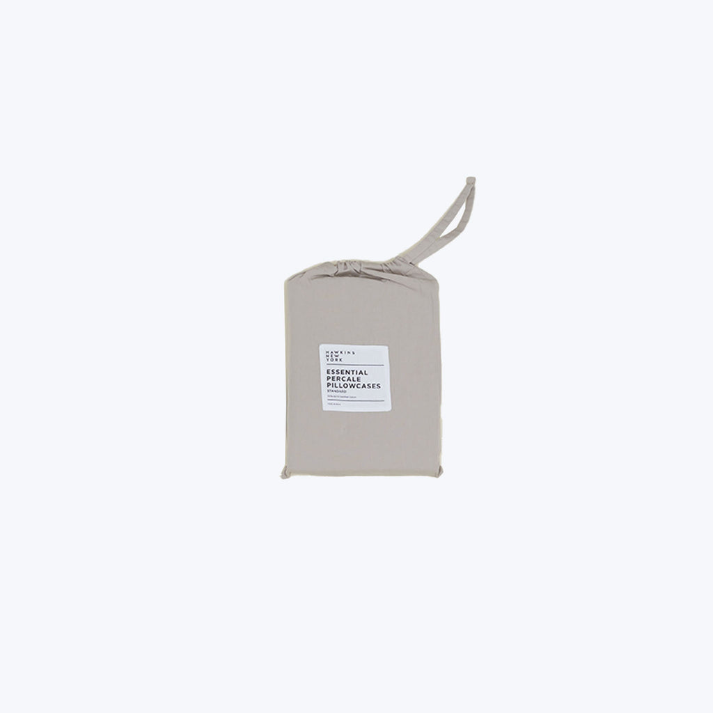 Essential Percale Sheet Set Light Grey-Pillowcases-Standard