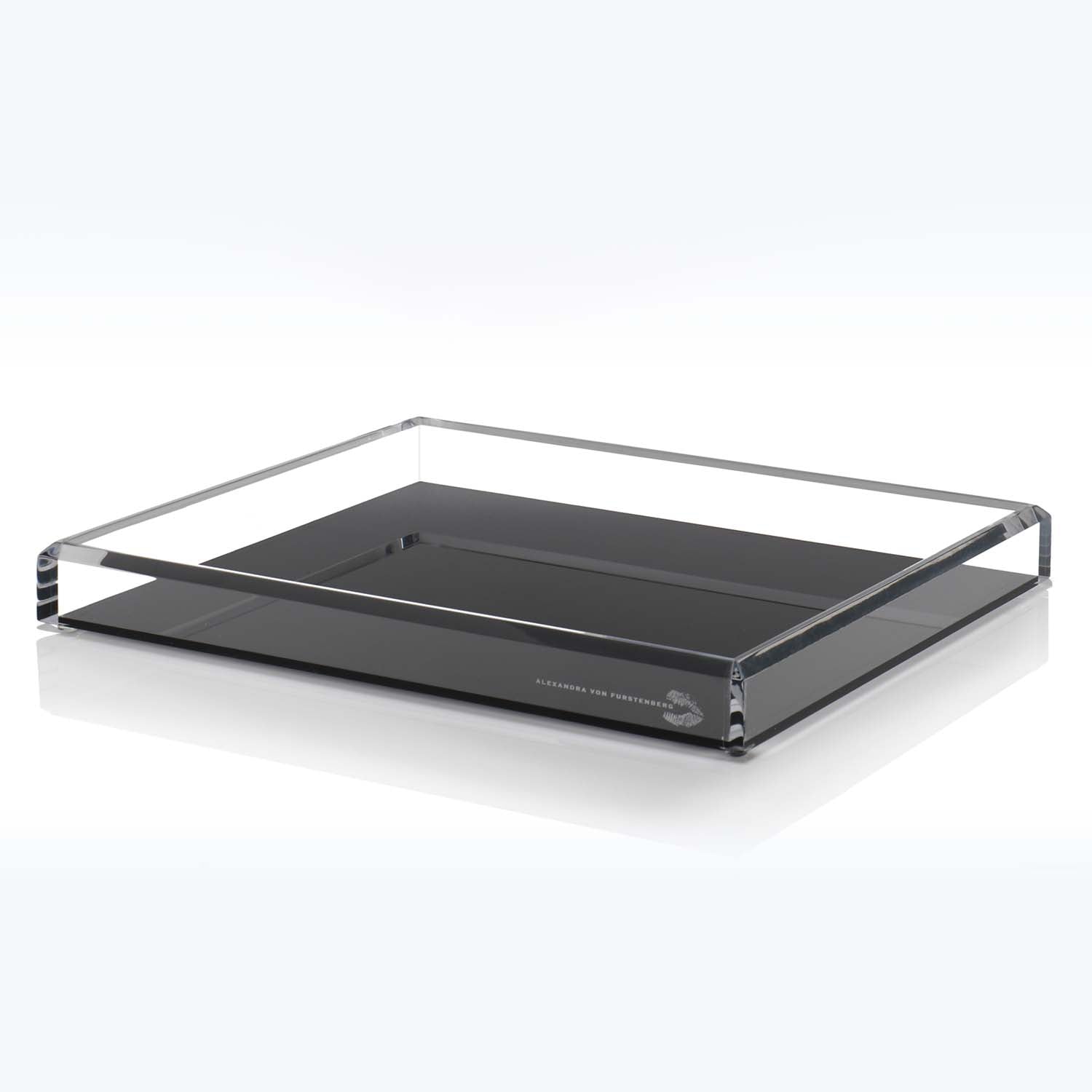 Modern, minimalist tray with sleek acrylic design and glossy finish.