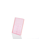 Minimalistic pink-tinted acrylic stand with high-gloss finish for display